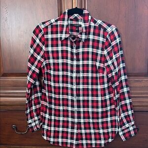 Talbots Red and Black Plaid Casual Button Down Shirt/XS